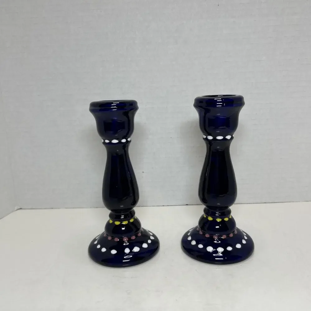 Pair Of Cobalt Blue Ceramic 6